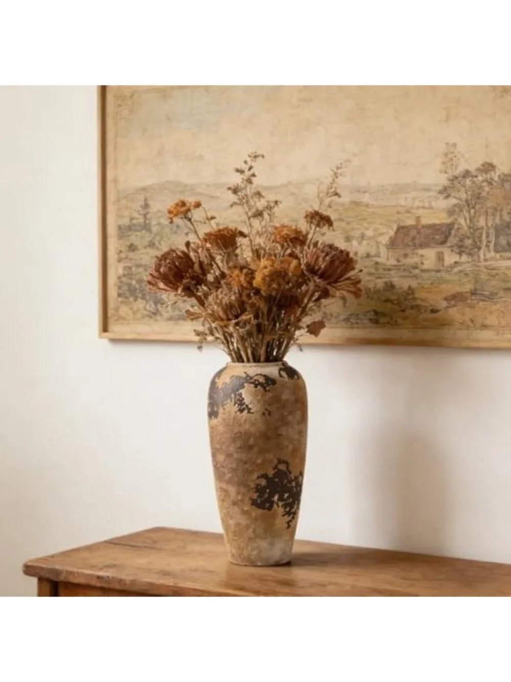 12.6-Inch Rustic Ceramic Vase - Wabi Sabi Decorative Pottery for Home Decor